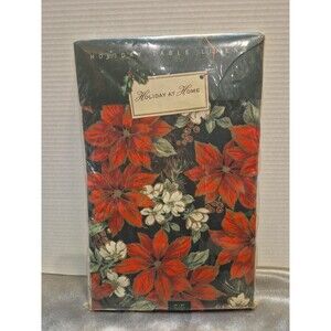 Holiday At Home Christmas Green With Red Poinsettia/White Floral Oblong 60" X84"